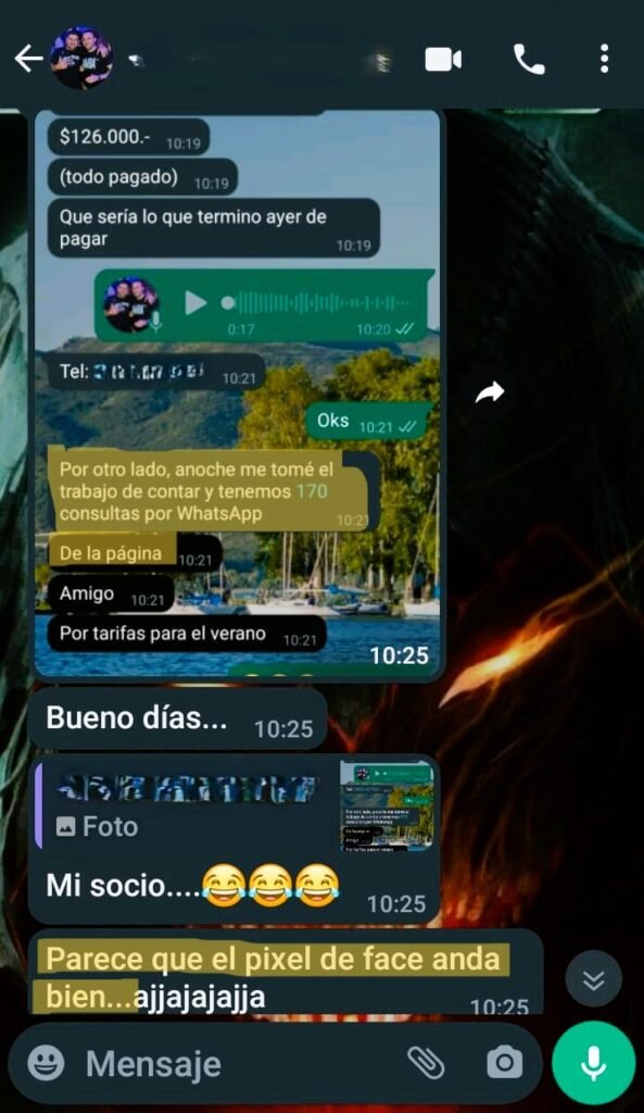 Conversación de WhatsApp con cliente