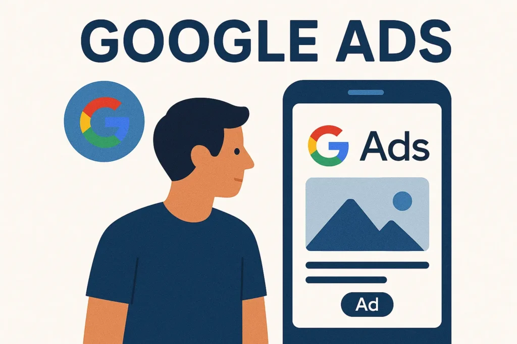 Google ADS Hombre mirando un celular con campañas de Google ADS