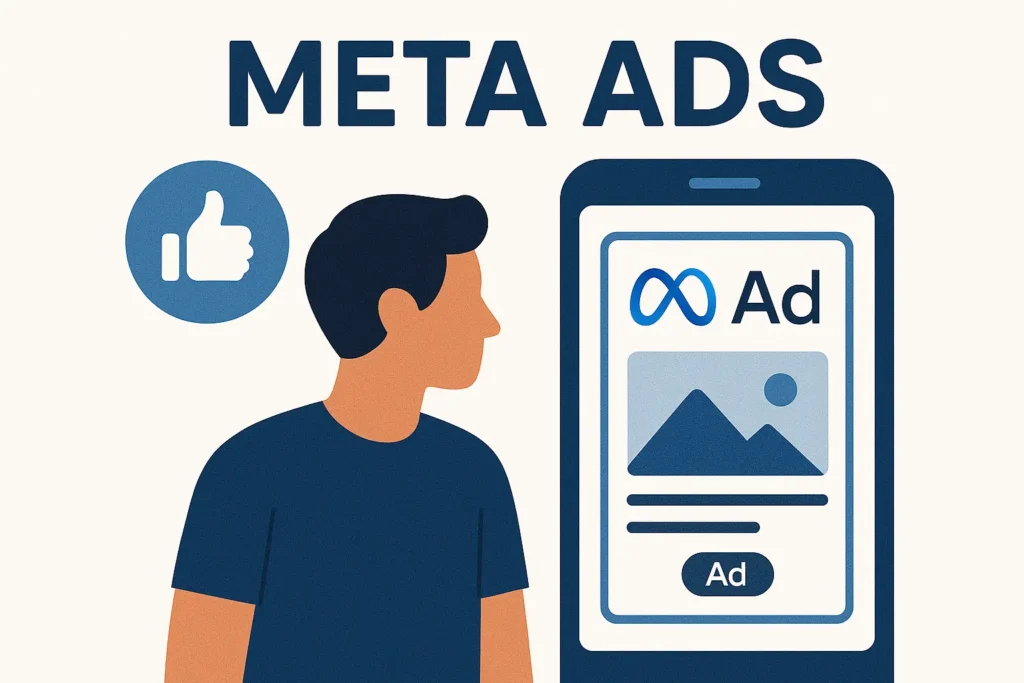 Hombre mirando campañan de meta ads en un celular