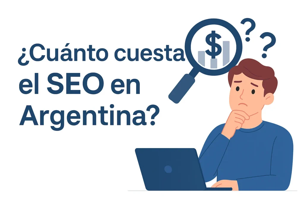 cuanto cuesta el SEO en Argentina Persona frente a una computadora pensando ¿Cuanto cuesta el SEO en Argentina?