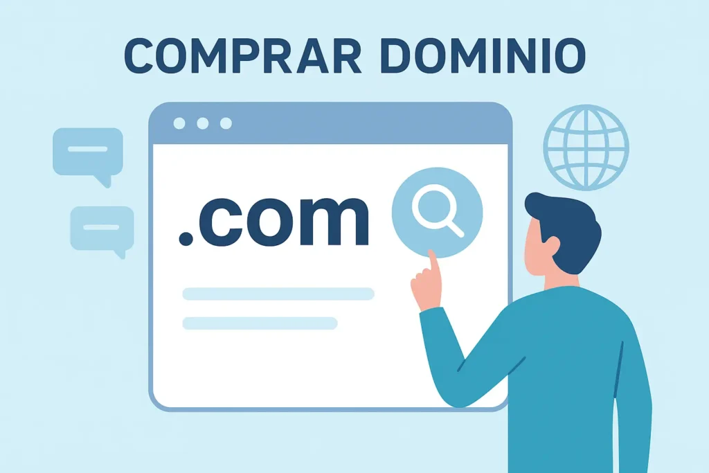 Hombre eligiendo un dominio para su pagina web