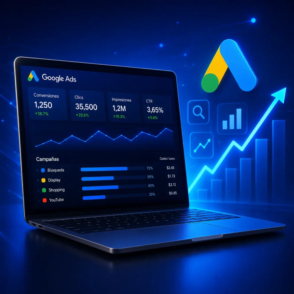 Computadora con graficas de Google ADS